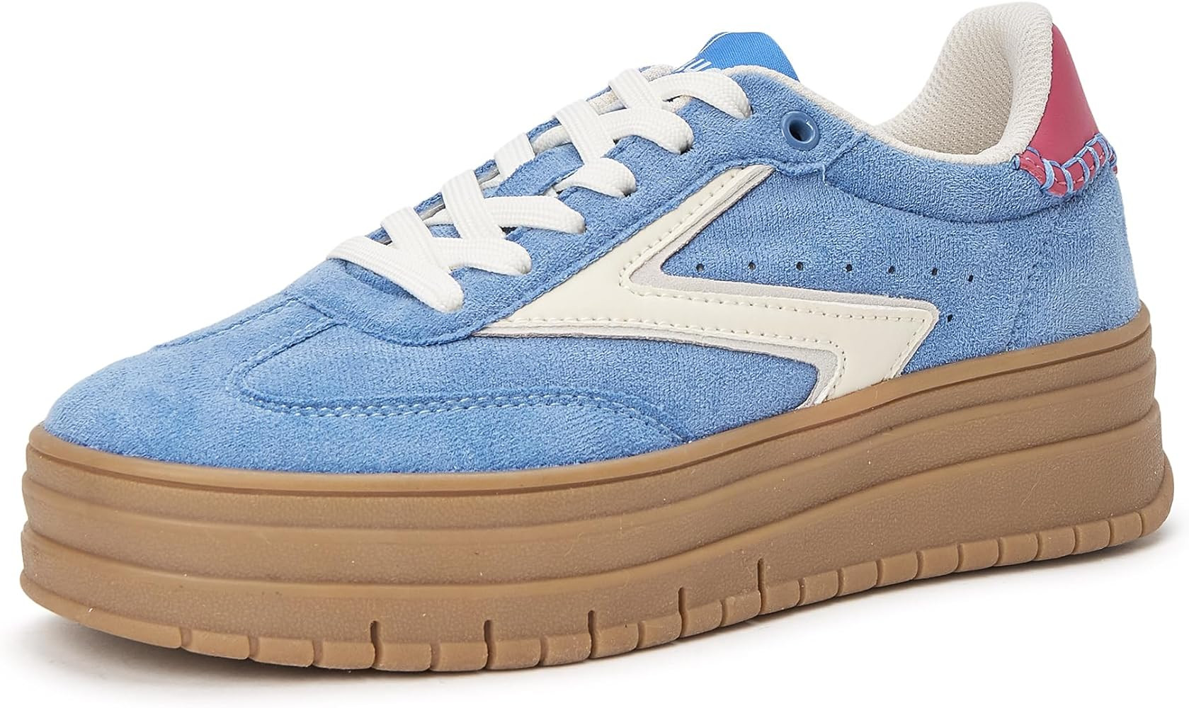 LUCKY STEP Women's Platform Sneakers Gum Sole Suede Casual Classic Retro Rubber Thick Sole Trendy... | Amazon (US)