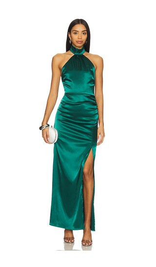 MORE TO COME Darcey Maxi Dress in Dark Green. - size XS | Revolve Clothing (Global)
