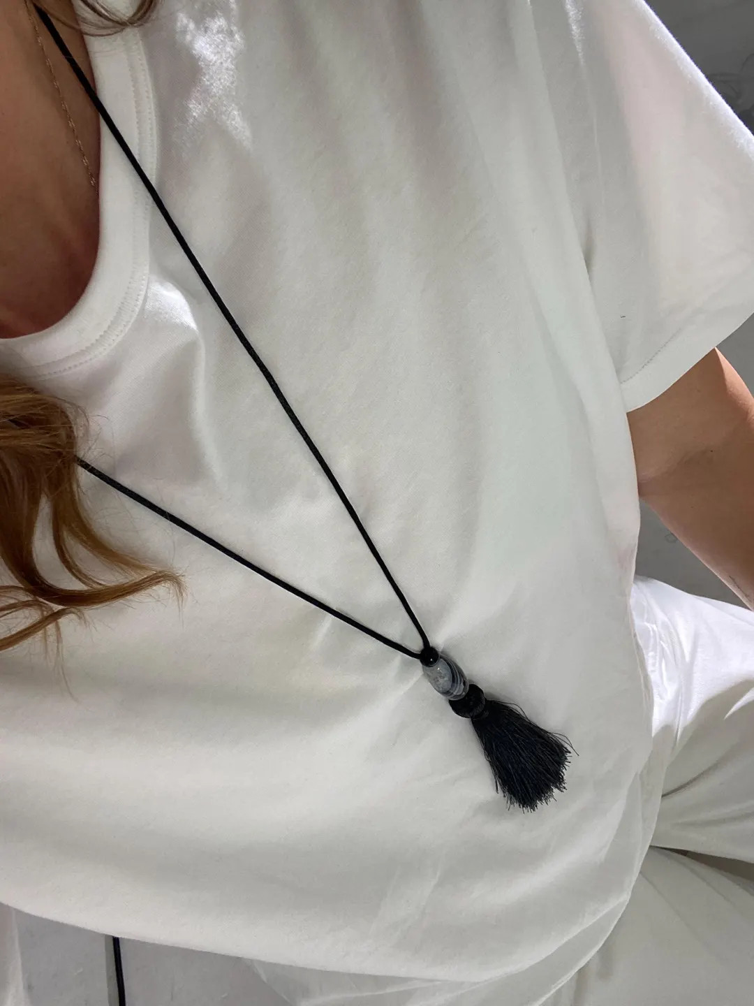 Corded Stone Necklace With Tassel Pendant - Etsy | Etsy (US)