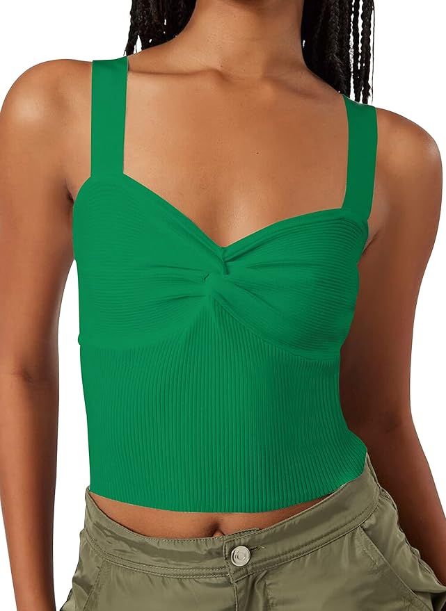 SAFRISIOR Women Sweetheart Neck Twist Knot Crop Tank Top Sleeveless Backless Knitted Crop Vest To... | Amazon (US)