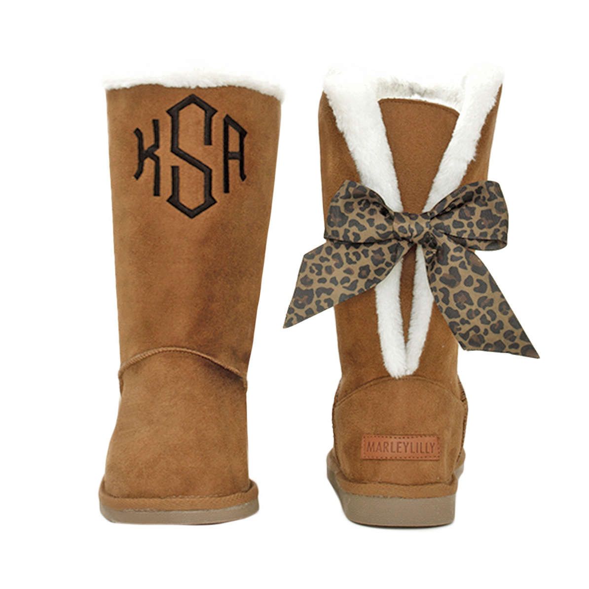 Monogrammed Sherpa Tie Booties | Marleylilly