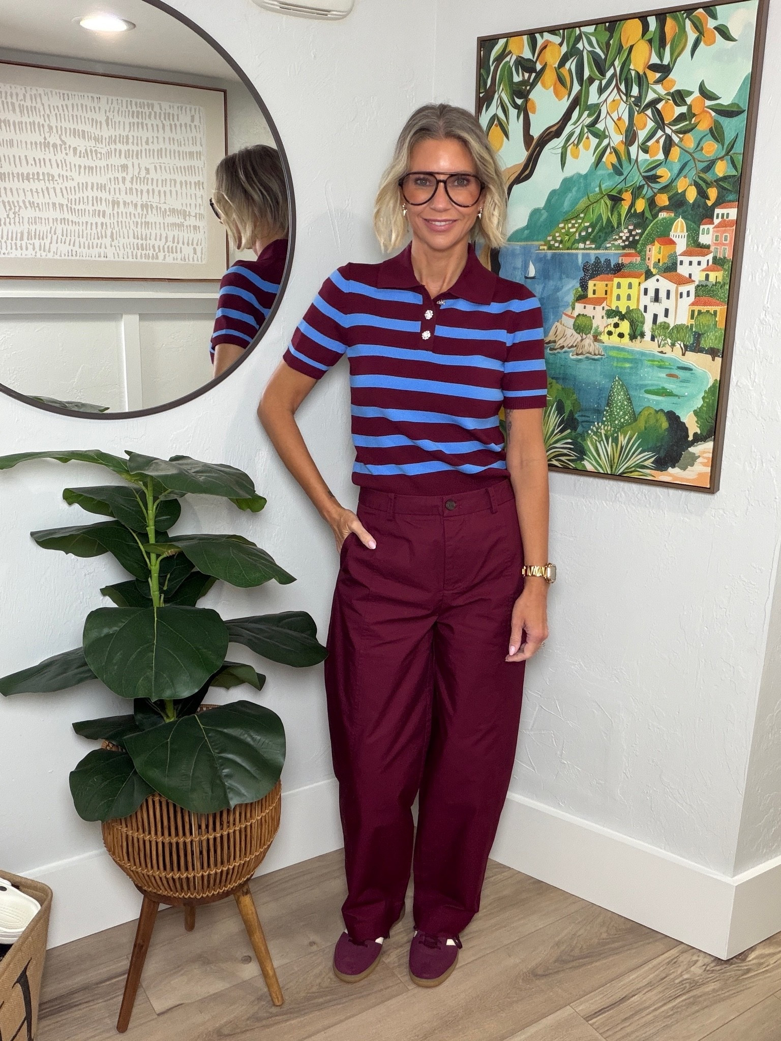It’s the first day of the Ber months and I’m so here for it! 
My knit polo is from @Walmart Free Assembly. I love the embellished buttons! Plus the color scheme is so fun and perfect for Fall. I’m wearing an XS. 

My pants from @Target just happened to be a perfect match!! They’re a twill barrel. They do run large, so I definitely recommend sizing down. 

My sneakers are from @adidas

#LTKootd #LTKOver40 #LTKgrwm