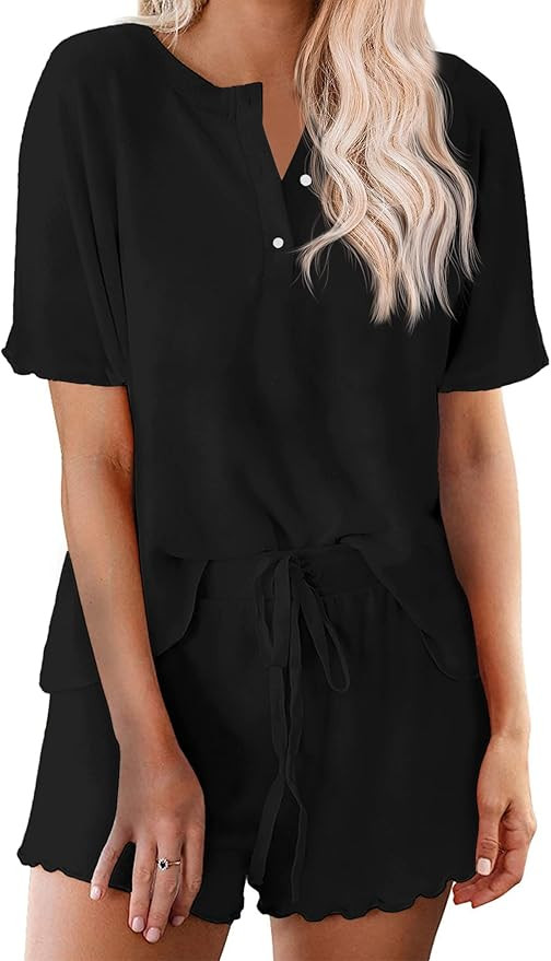 Ekouaer Pajamas Set for Women Short Sleeve Lounge Set 2 Piece Loungewear PJs Soft Cute Lightweigh... | Amazon (US)