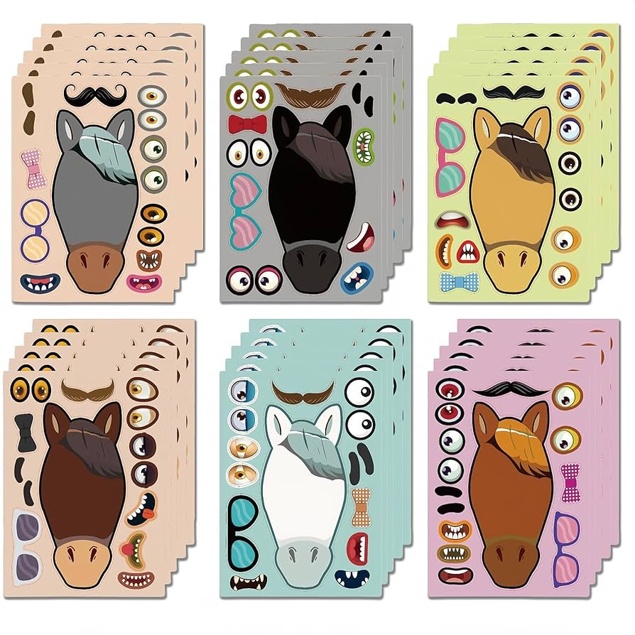 36pcs Make a face Stickers for Kids, Make Your Own Horse Sticker Sheets for Party Favors Classroo... | Amazon (US)