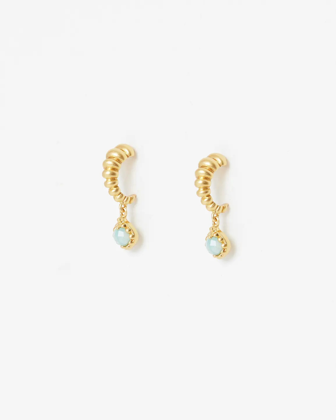 Lola Amazonite Scalloped Gold Plated Drop Earrings | Oliver Bonas IE | Oliver Bonas (Global)