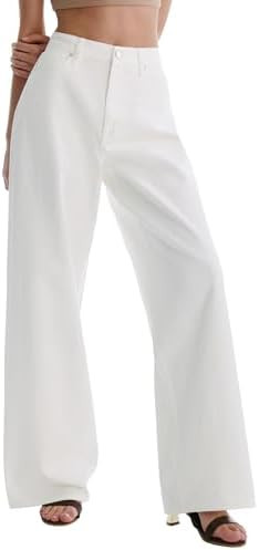 Women's Adjustable Waist Wide Leg Jeans Baggy High Waisted Jeans Y2K Casual Trendy Denim Pants | Amazon (US)