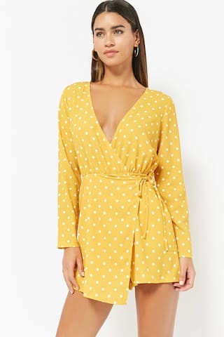 Selfie Leslie Polka Dot Surplice Romper | Forever 21 (US)