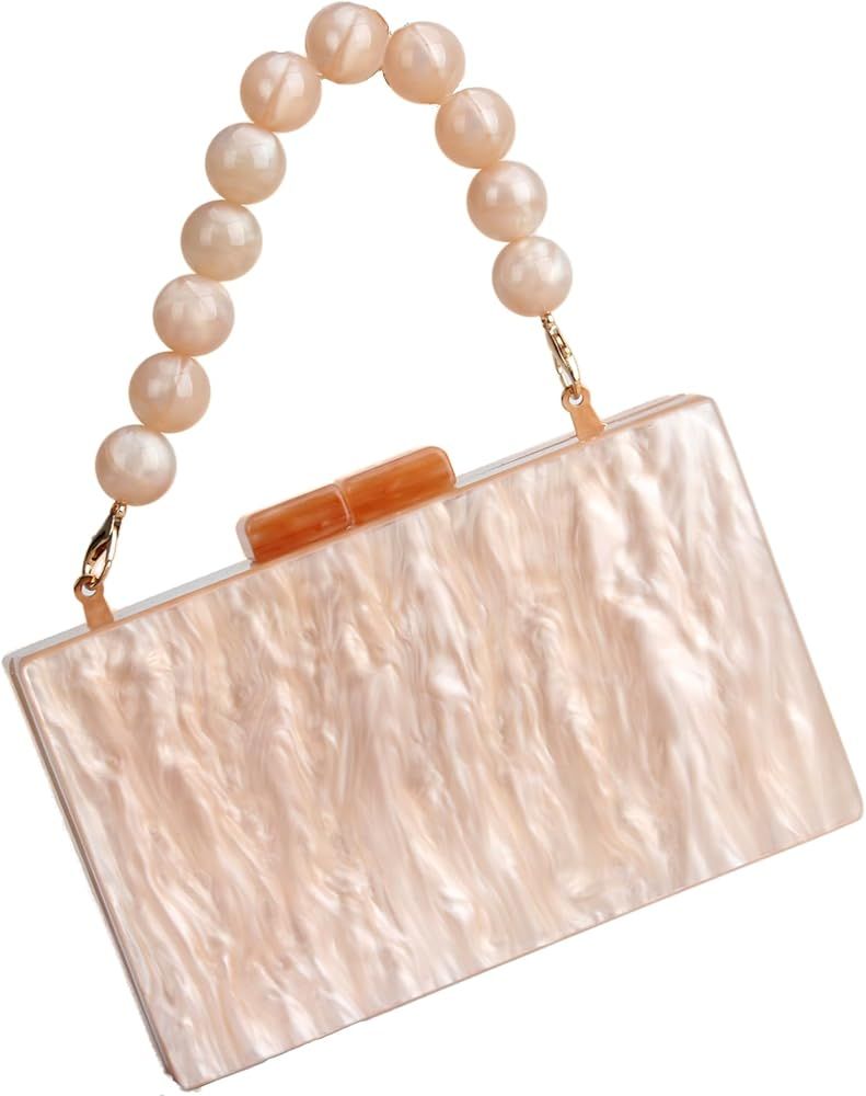Menurra Acrylic Clutch Purse Marble Evening Bag Handbag for Women Wedding Prom Party Bride | Amazon (US)