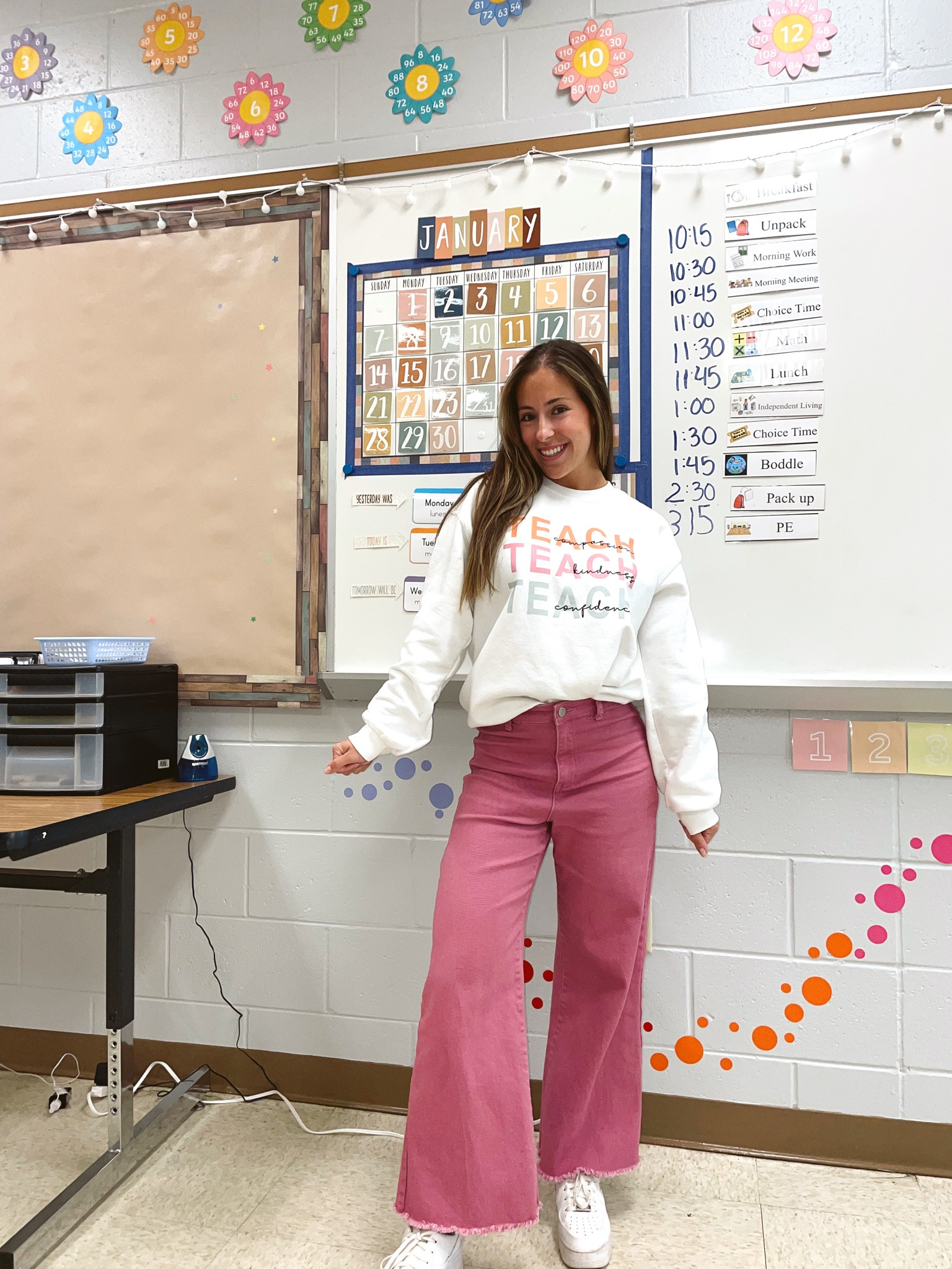 Teacher outfit 💗 

Classroom clothes. Teacher outfit. Pink pants. Teacher fit. Workwear. Valentine’s Day. Valentines outfit.   