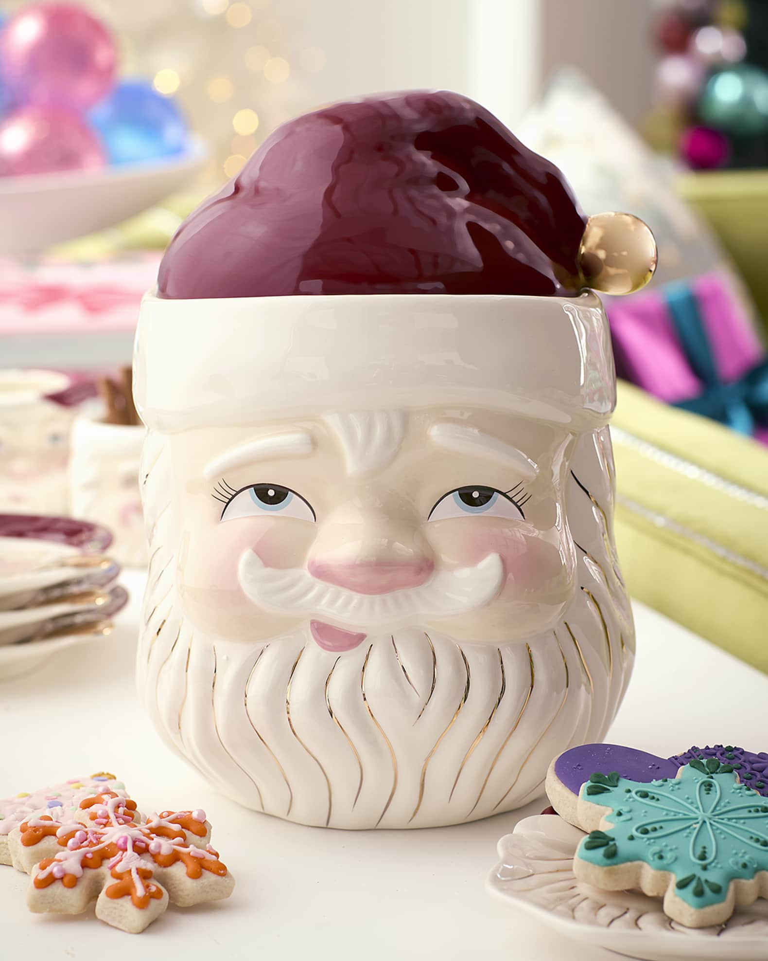 Glitterville Red Papa Noel Cookie Jar | Neiman Marcus