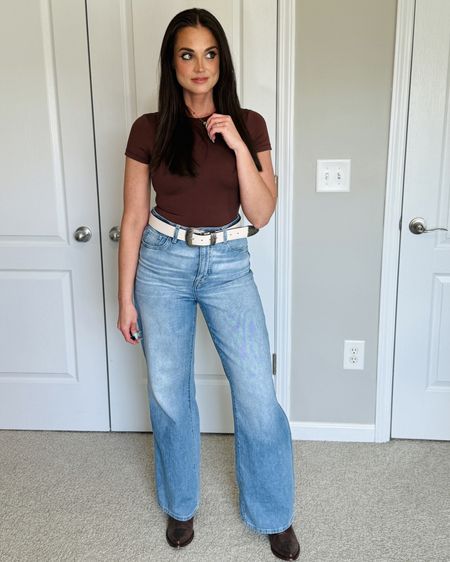 Date night outfit idea starring the IUGA short sleeved bodysuit and these high quality wide leg jeans from Amazon.  

#datenightoutfit #datenightoutfits #2todayfinds

#LTKtravel #LTKstyletip