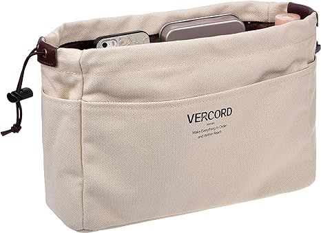 Vercord Canvas Handbag Organizers, Sturdy Purse Insert Organizer Bag in Bag, 10 Pockets Color Bei... | Amazon (US)