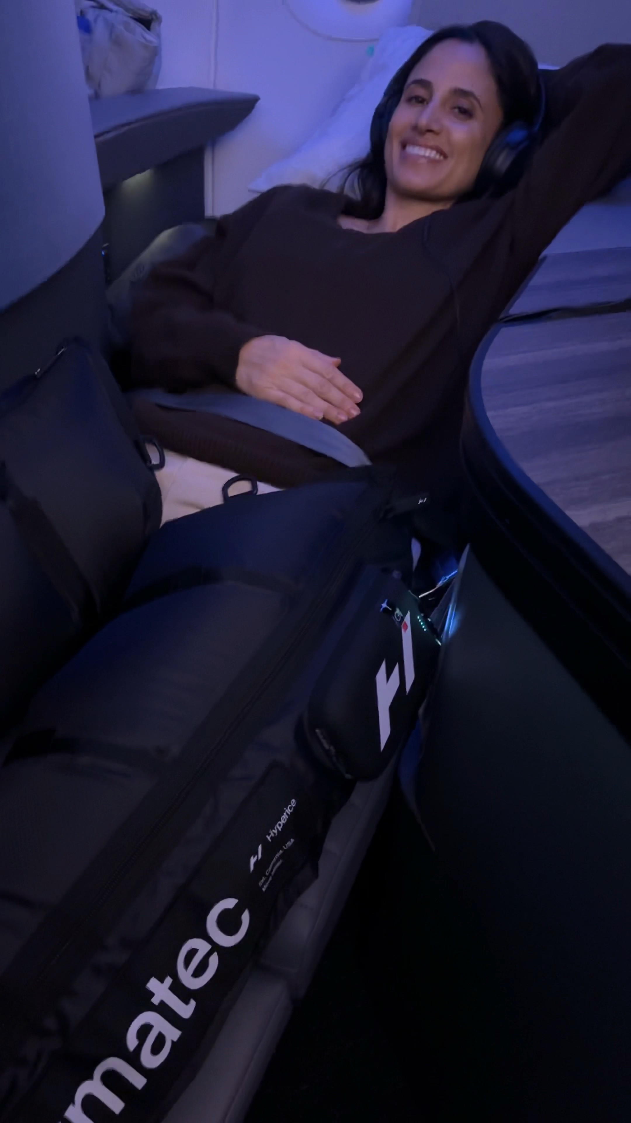 Flying in Luxury✈️ traveling with my usual suspects: eye mask, lip ointment,  moisturizer, & noise canceling headphones but taking it to the next level with crystal infused body mist & the NEW Hyperice Normatec Elite boots to help with my recovery post major surgery 🙏

#LTKVideo #LTKtravel