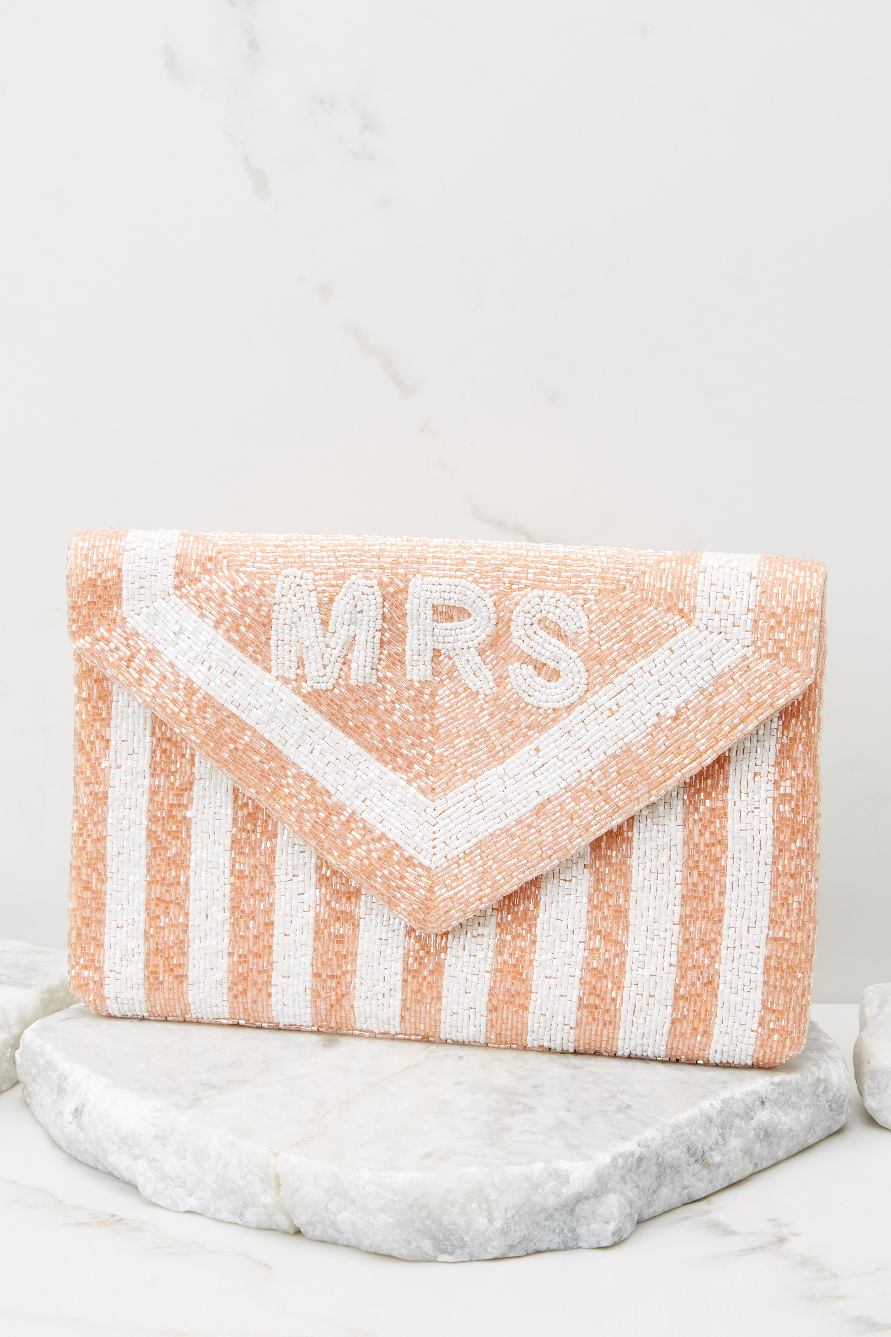 Sealed In Love Pink And White Beaded Clutch | Red Dress 