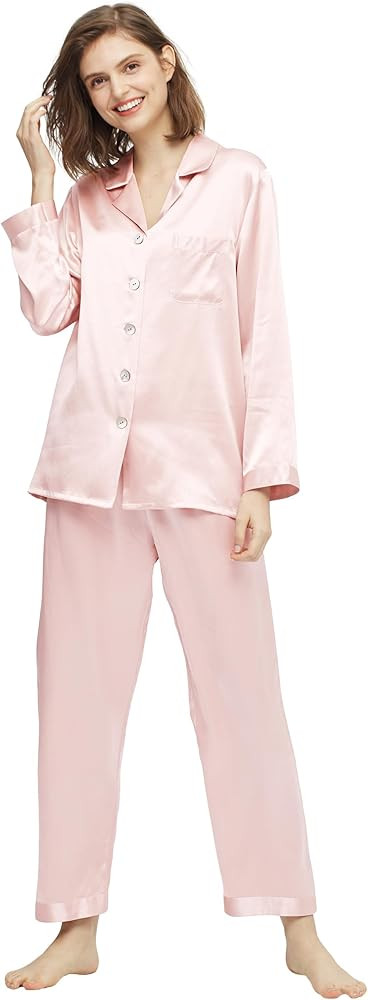 LilySilk Silk Pajamas for Women Pure Full Length Long 22 Momme 100% Mulberry Silk Luxury | Amazon (US)