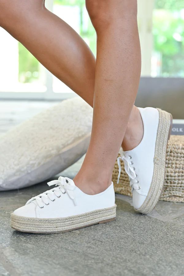 Jessica Espadrille Platform Sneakers - White | Closet Candy Boutique US