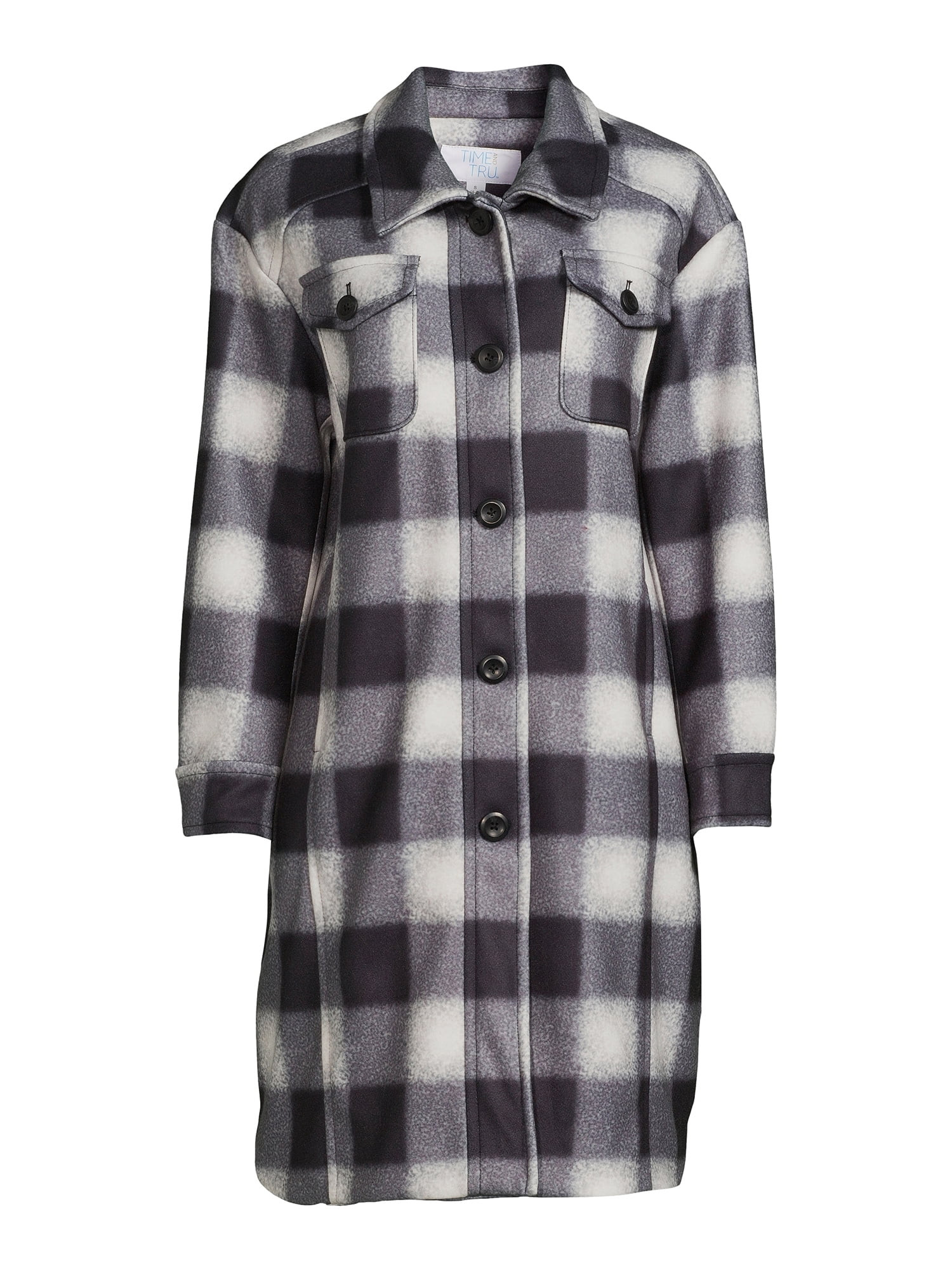 Time and Tru Women's and Plus Long Shacket Coat - Walmart.com | Walmart (US)