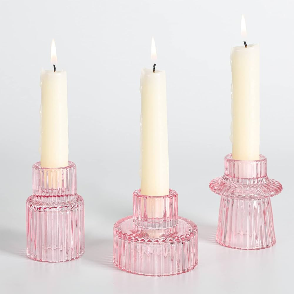 Taper Glass Candlestick Holders Tealight Candle Holders for Table Centerpieces, Wedding Decor and... | Amazon (US)