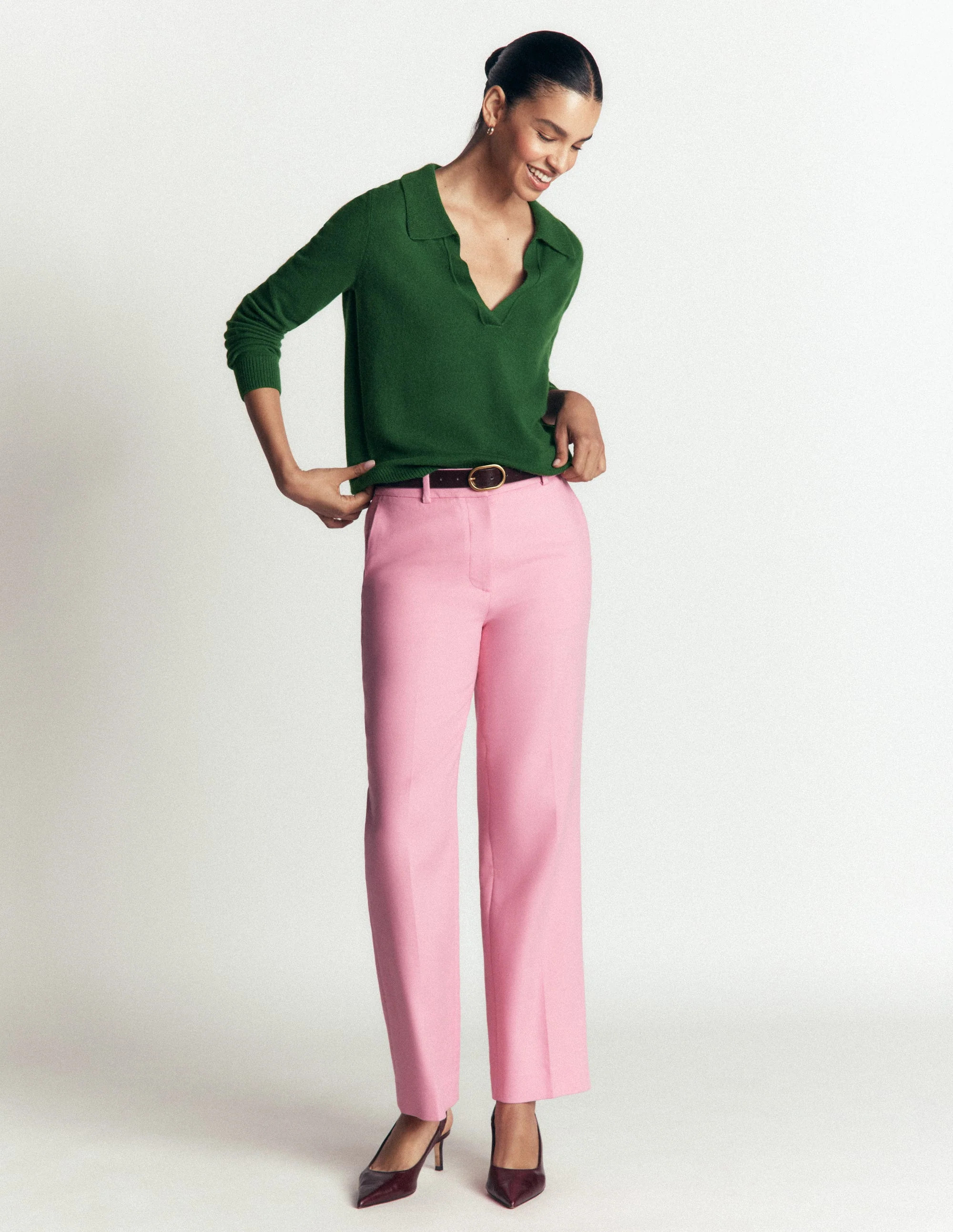 Elsie Cashmere Henley Sweater-Fresh Green | Boden (US)