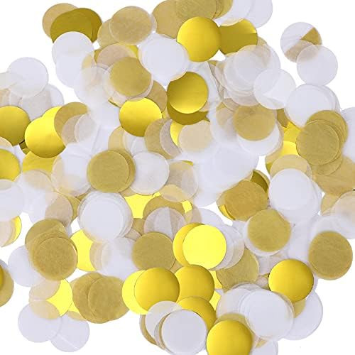 TecUnite White Gold Confetti Round Tissue Paper Table Confetti Dots for Wedding Birthday Party De... | Amazon (US)