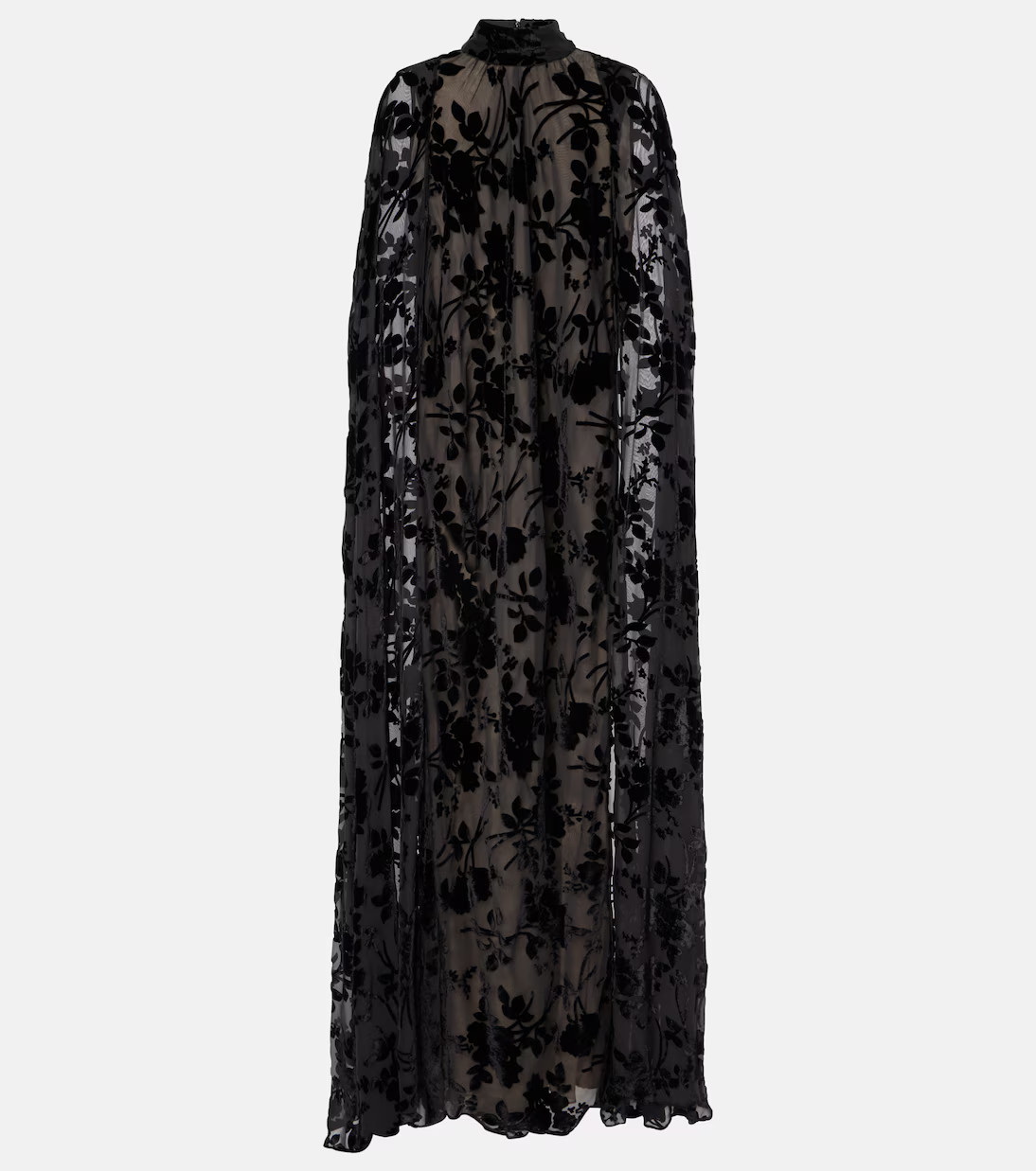 Floral sheer caped velvet gown | Mytheresa (UK)