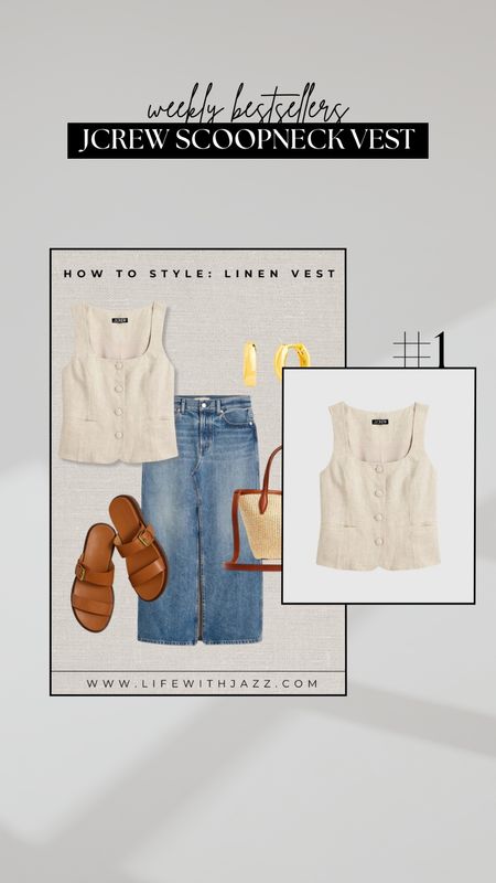 #1 bestseller - jcrew scoopneck linen vest 

- available in 4 colors 
- under $100, currently 40% off + an extra 15% off with code: SHOPNOW 

#LTKFindsUnder100 #LTKSaleAlert