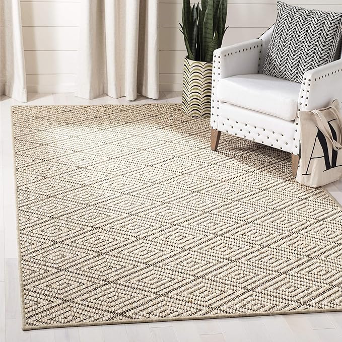 SAFAVIEH Palm Beach Collection Area Rug - 8' x 10', Beige & Brown, Sisal Design, Non-Shedding & E... | Amazon (US)