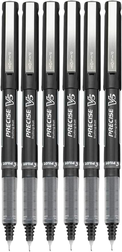 Pilot Precise V5 Stick Rolling Ball Pens, Extra Fine Point (.5mm), Black Ink, 6-pk; Bundle with P... | Amazon (US)
