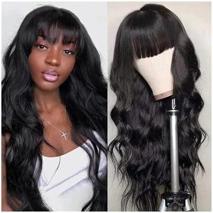 Hair Wigs Wig with Bangs Human Hair Body Wave None Lace Front Wigs for Black Women 14-40 Inch Lon... | Amazon (US)