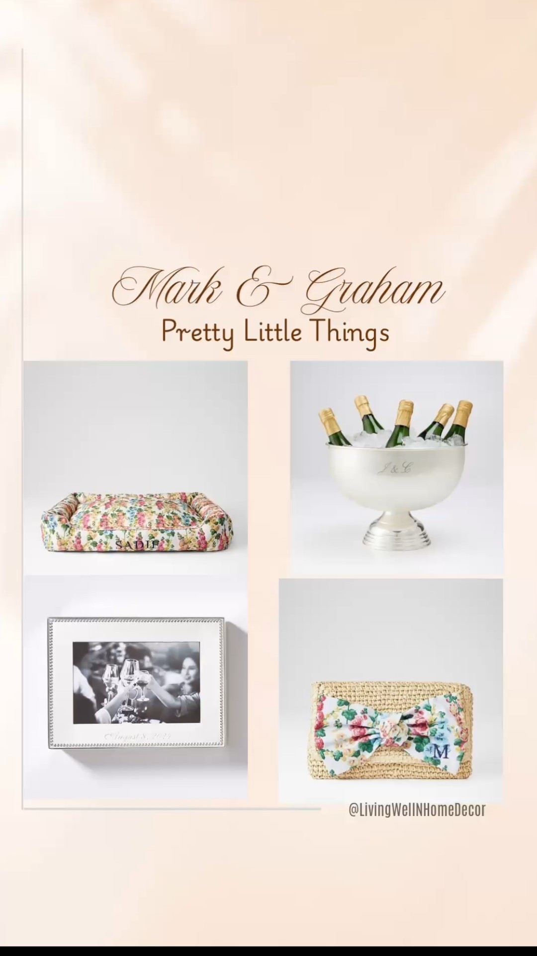 All the pretty little things from Mark & Graham! Everything found here can be engraved, embroidered or monogrammed. 
Silver frames, champagne bucket, dog bed, clutch

#LTKHome #LTKdayinmylife #LTKOver40