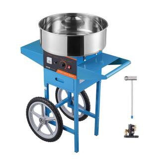 Electric Cotton Candy Machine with Cart 1000W Commercial Candy Maker with Stainless Steel Bowl, Drawer, Blue | The Home Depot