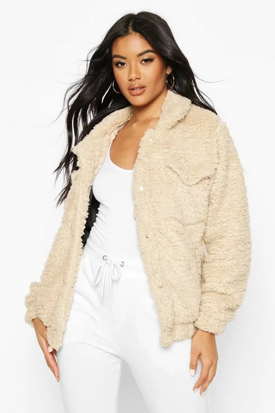Faux Fur Teddy Trucker | Boohoo.com (US & CA)