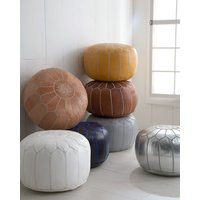 Moroccan Pouf 30% Off With White Stitching Leather Pouf Ottoman Morrocan Pouffe, Unstuffed Pouf | Etsy (US)