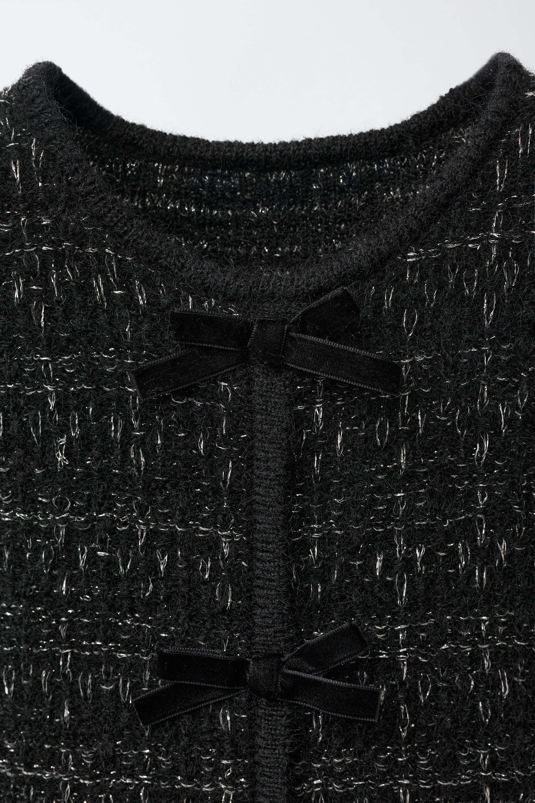 SPARKLY BOW VELVET KNIT DRESS | Zara Canada