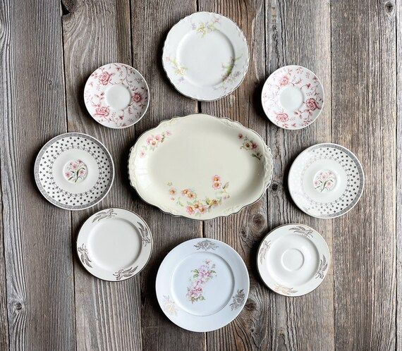Instant Wall Plate Collection of Pink and White Plates Set of - Etsy | Etsy (US)
