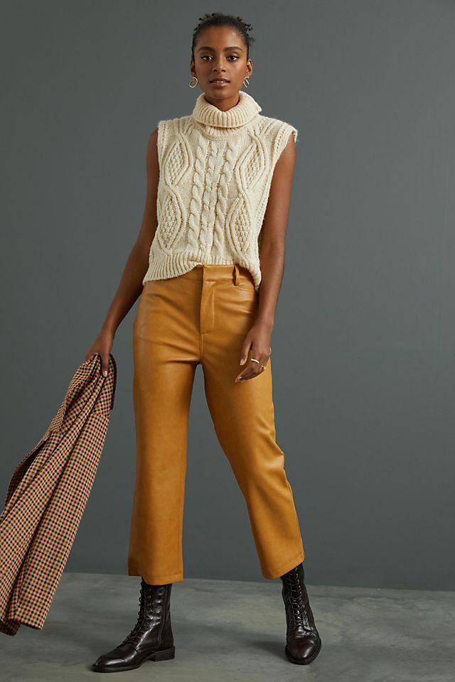 Faux Leather Cropped Wide-Leg Pants | Anthropologie (US)