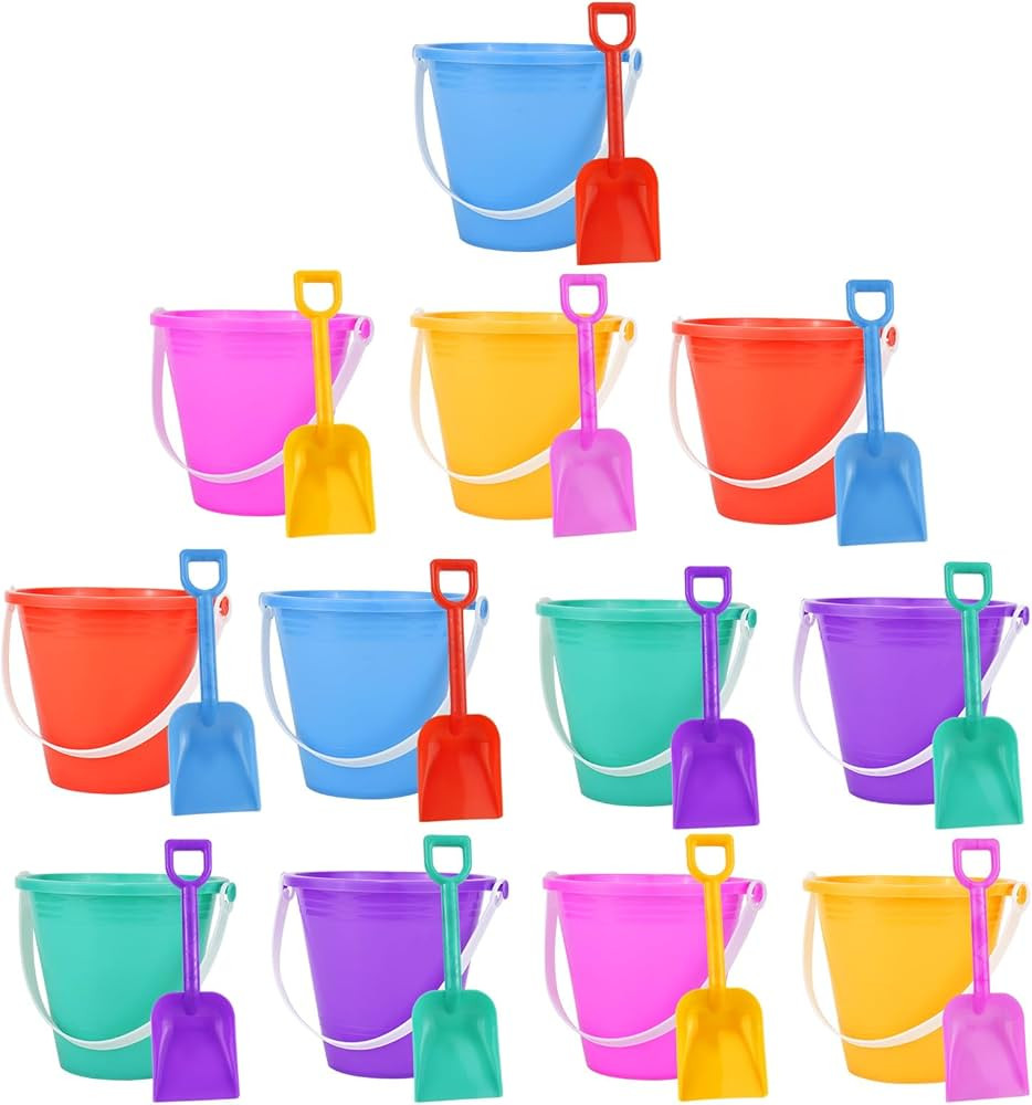 Holady 12 Pack 5'' Inch Sand Beach Buckets Pail with Beach Shovels,Sand Bucket Water Bucket for B... | Amazon (US)