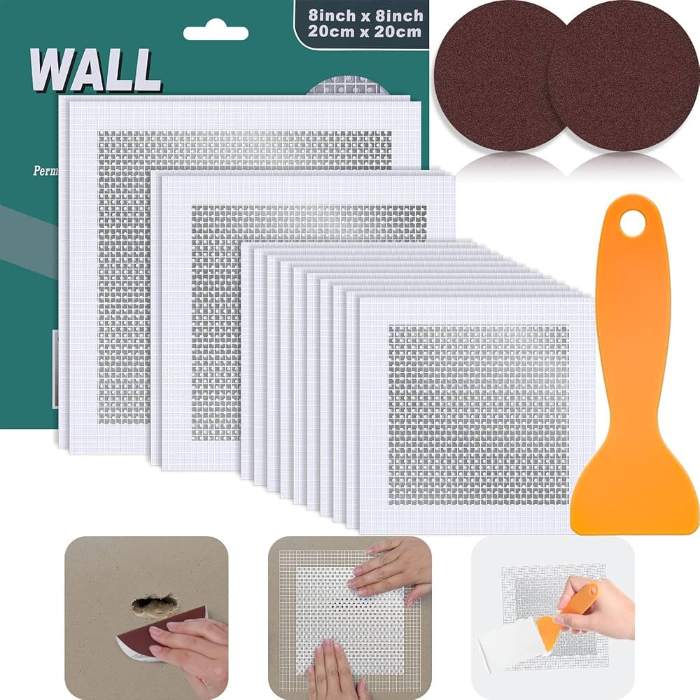 Mckanti 14 Pack Drywall Patch Kit - 4/6/8 Inch with Self-Adhesive Mesh, Heavy Duty Wall Repair fo... | Amazon (US)