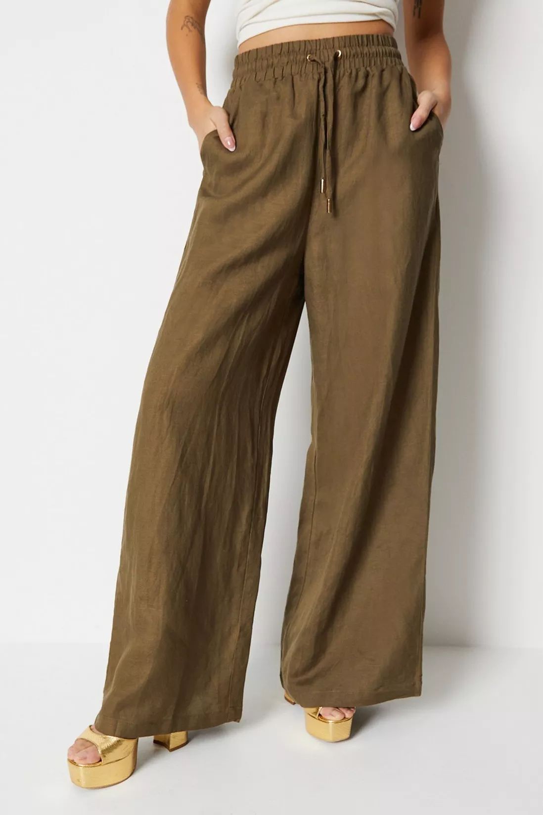 Linen Wide Leg Trousers | Debenhams UK