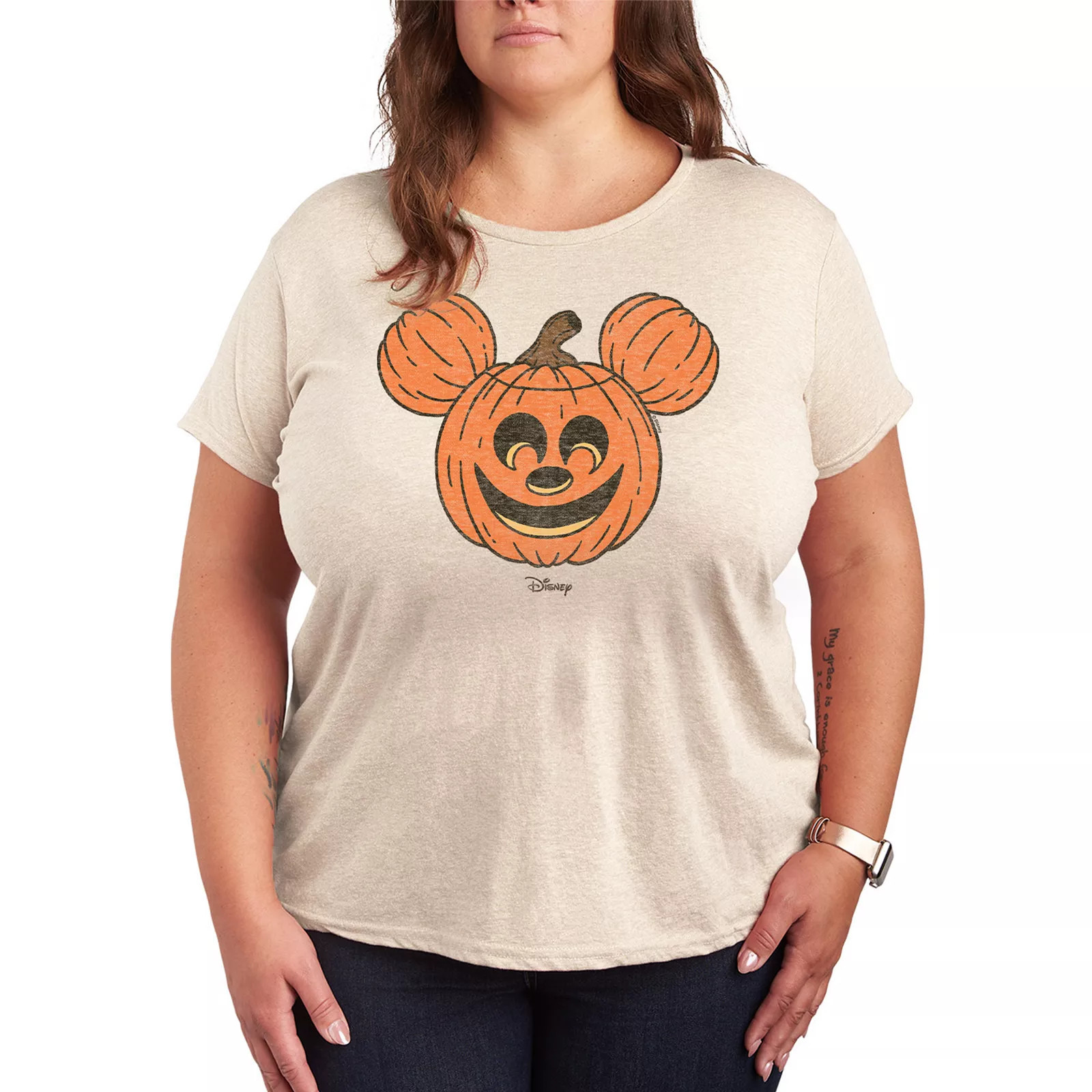 Disney's Mickey Mouse Plus Size Pumpkin Graphic Tee, Women's, Size: 1XL, Beige | Kohl's