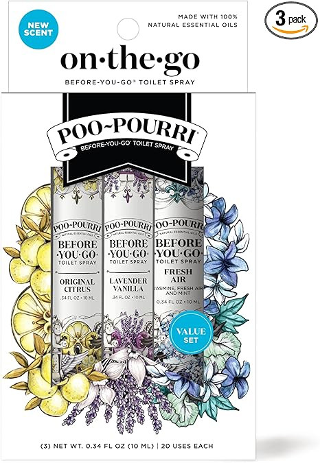 Poo-Pourri Before-You-Go Toilet Spray, On-The-Go, Travel Size Variety 10 mL - Original Citrus, La... | Amazon (US)