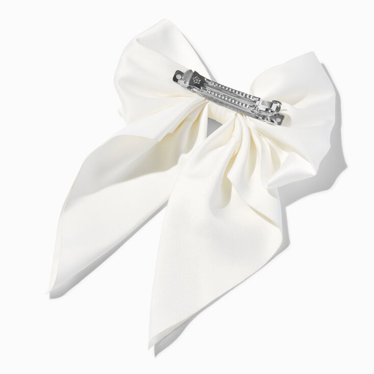 White Satin Bow Barrette Hair Clip | Claire's (US)