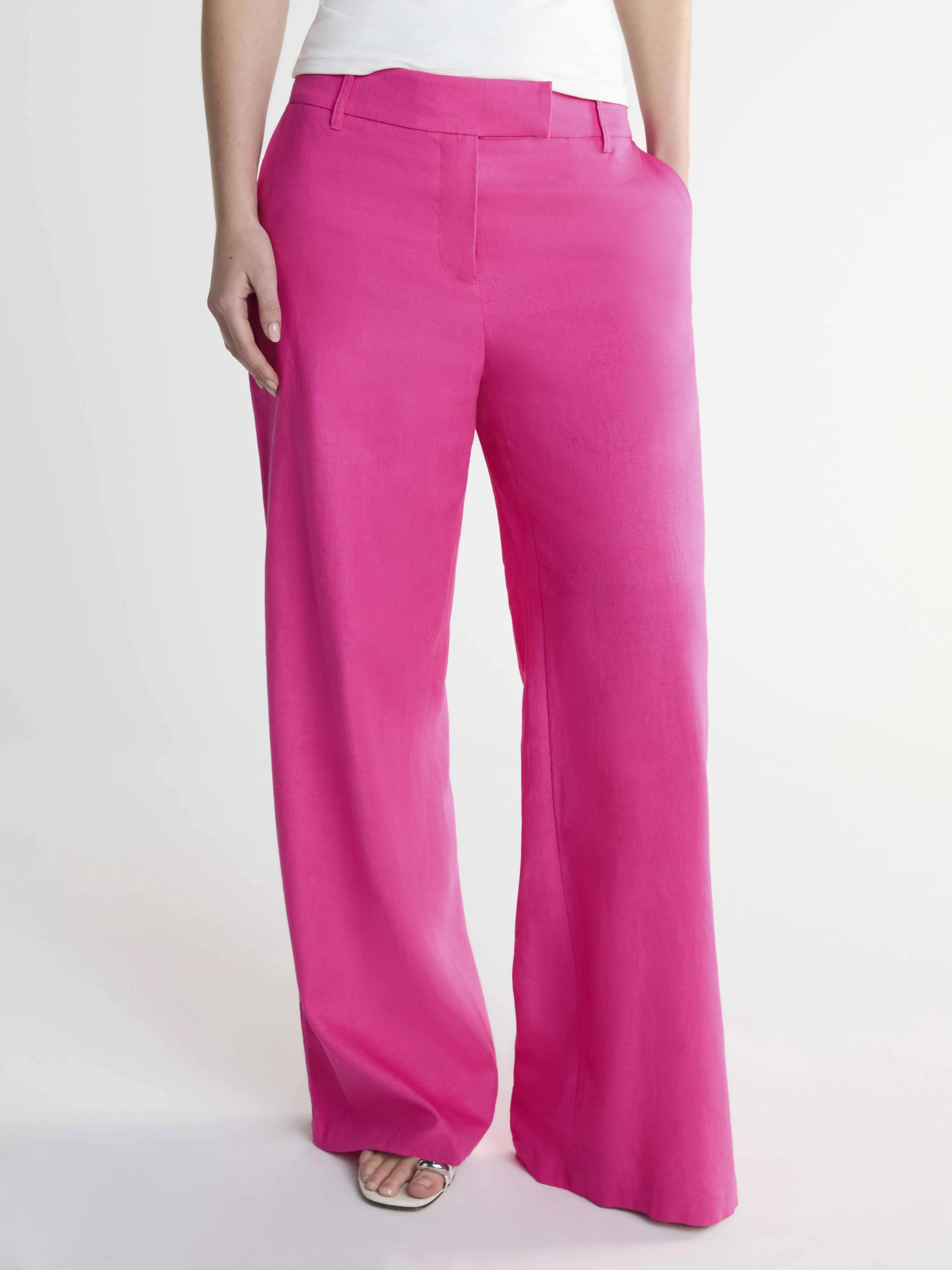 Scoop Women's and Women’s Plus Linen Blend Tailored Wide Leg Pants, Sizes 0-26W | Walmart (US)