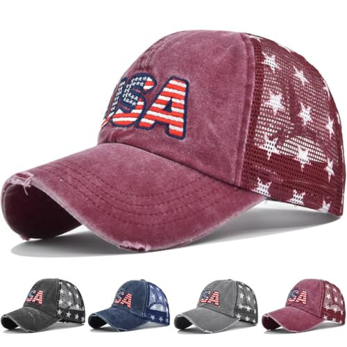 【4 Colors/Red】 Baseball Caps 4th of July Hat Fourth of July Accessories Fourth of July Outfits for Women USA Hat Trucker Hat 4th of July Accessories for Women | Amazon (US)