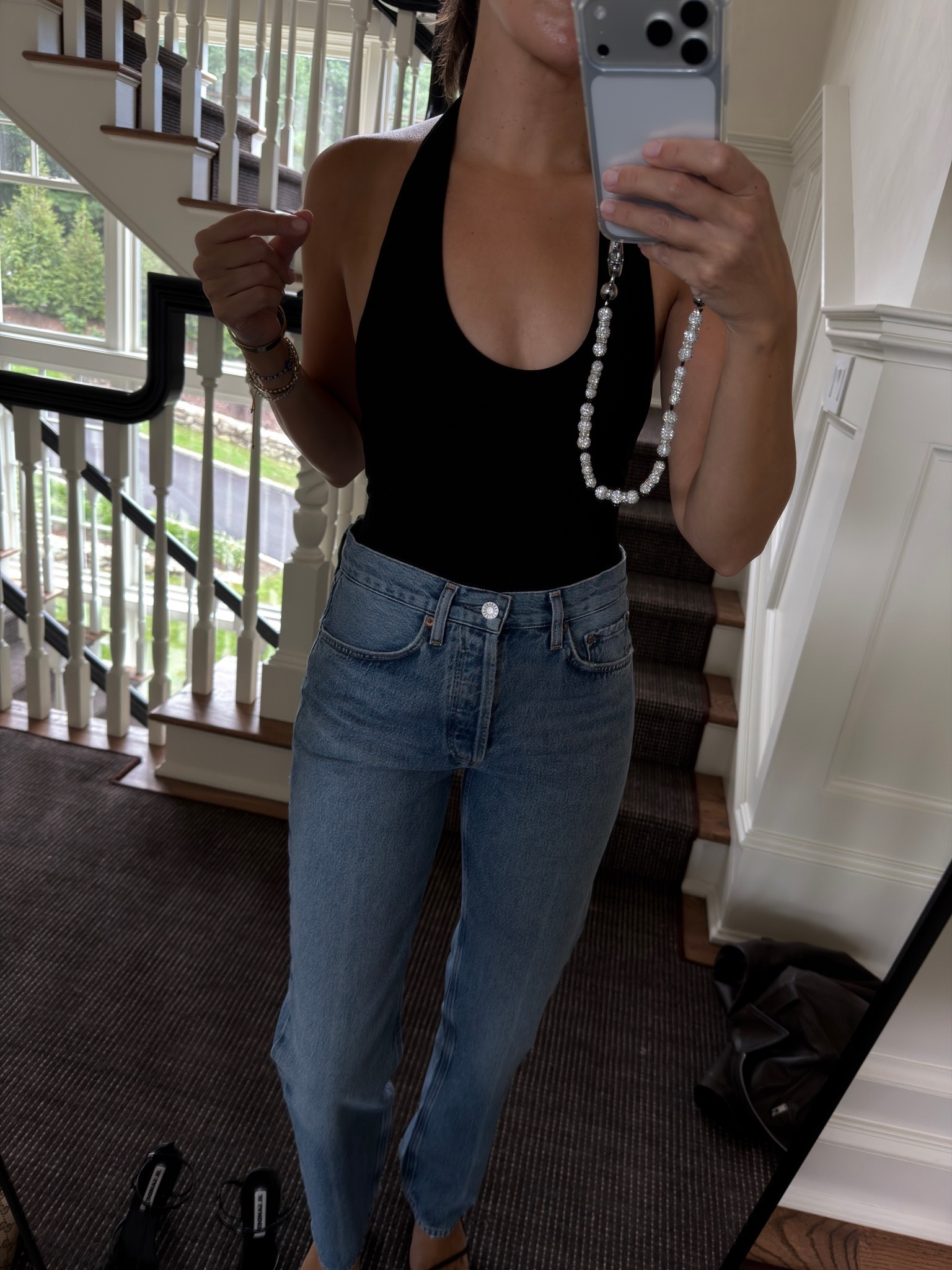 Amazon bodysuit, wearing size XS. Jeans fit true to size