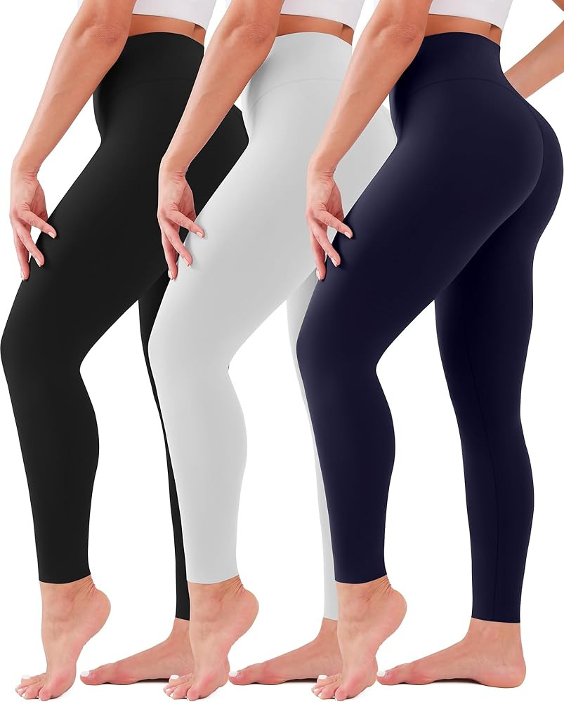 3 Pack Leggings for Women High Waisted No See-Through Tummy Control Soft Yoga Pants Womens Workou... | Amazon (US)