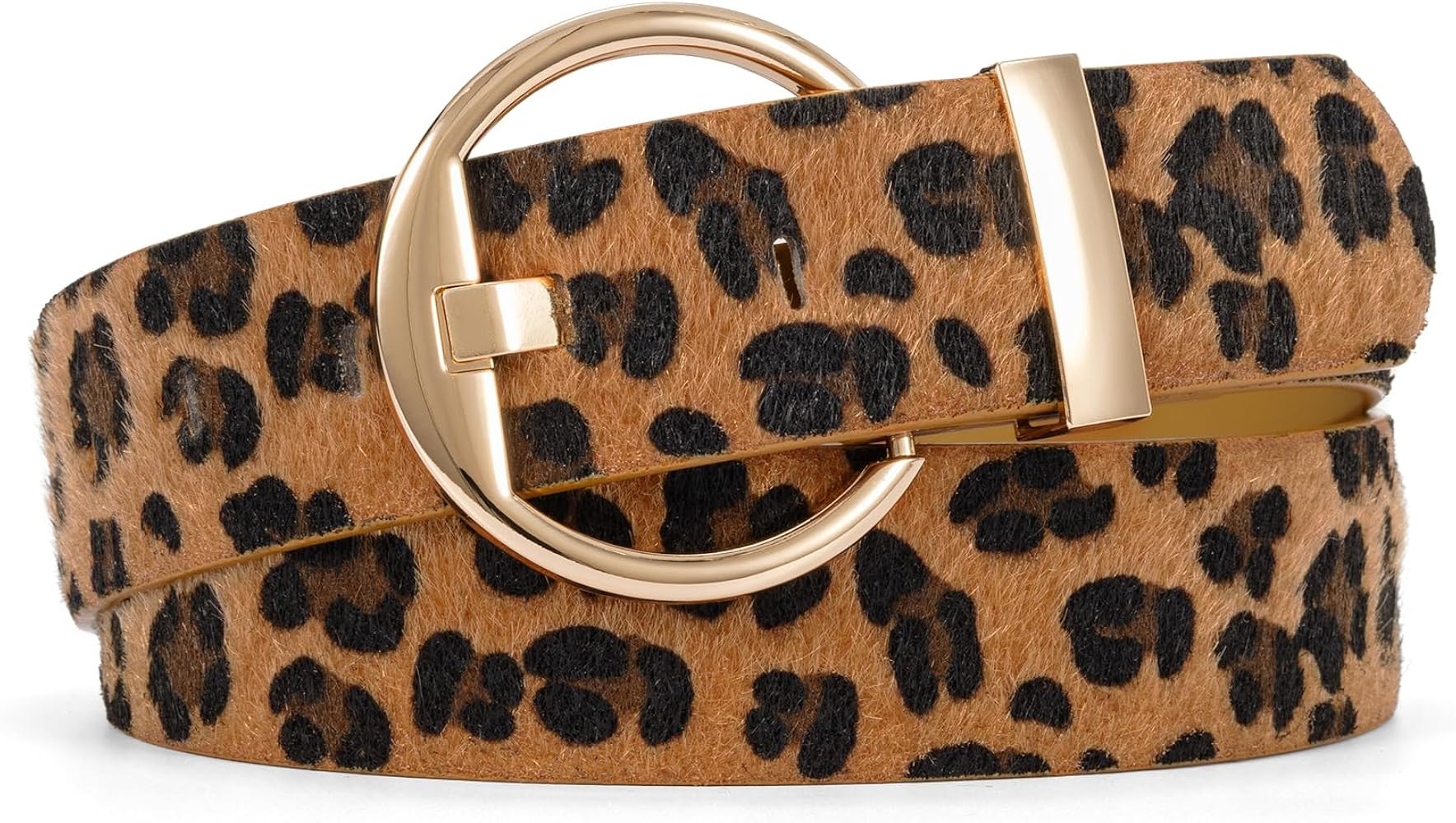 Leopard Print Leather Belt for Women, Gold Buckle, Width 1.46" | Amazon (US)