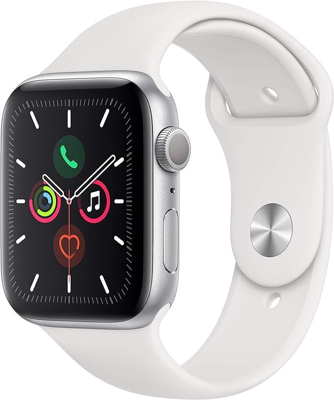 Apple Watch Series 5 (GPS, 44MM) Silver Aluminum Case with White Sport Band (Renewed) | Amazon (US)