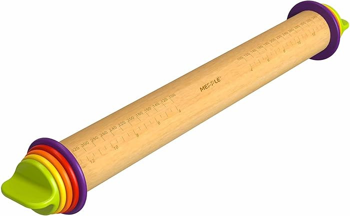 Rolling Pin with Thickness Rings for Baking,Fondant, Pizza, Pie Crust, Cookie, Pastry, Roller Rod... | Amazon (US)