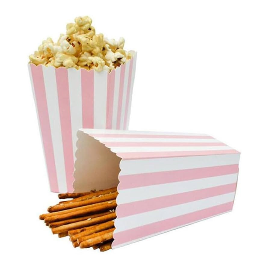 Crystallove 24pcs Striped Paper Popcorn Boxes for Party Favor Supplies (Pink) | Amazon (US)